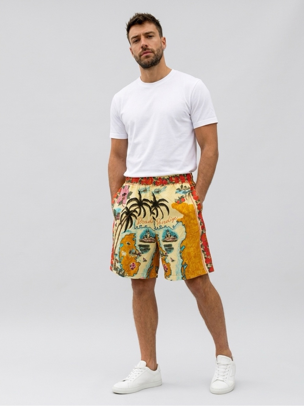 Urban Outfitters Yellow Multi Tropical Print Board Shorts